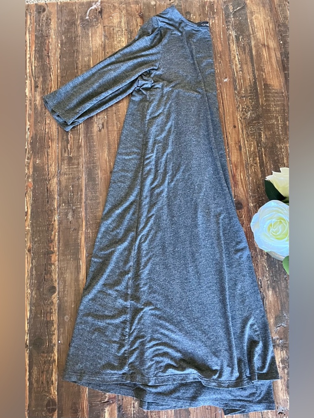Casual Grey Babydoll midi Dress Sz M - Picture 7 of 10